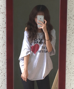 半袖Tシャツ レタリングオフオーバー半袖Tシャツ MELANGE WHITE