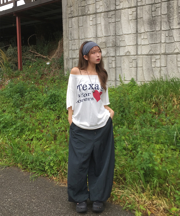 レタリングオフオーバー半袖Tシャツ IVORY