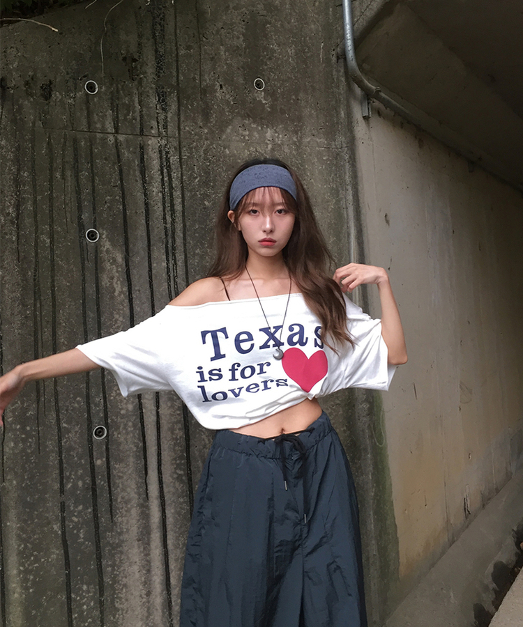 レタリングオフオーバー半袖Tシャツ IVORY