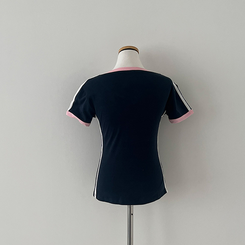 半袖Tシャツ ラインVネッククロップ半袖Tシャツ