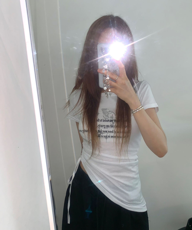 半袖Tシャツ スリムアンバランスシャーリング半袖Tシャツ WHITE