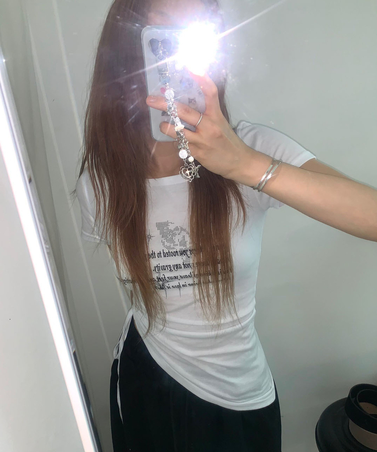 半袖Tシャツ スリムアンバランスシャーリング半袖Tシャツ WHITE