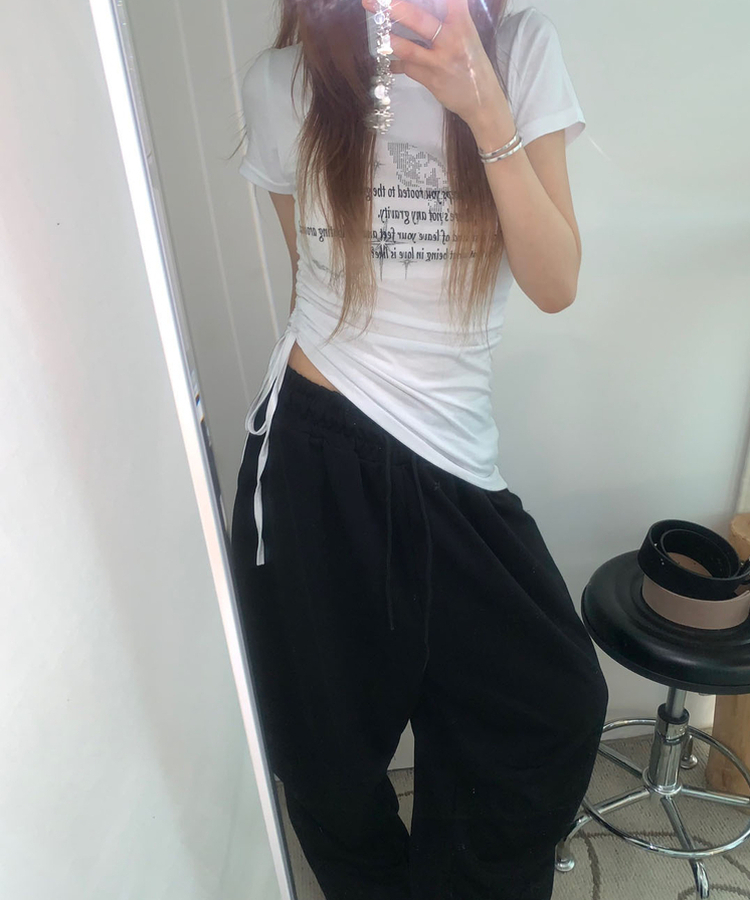 半袖Tシャツ スリムアンバランスシャーリング半袖Tシャツ WHITE