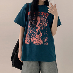 半袖Tシャツ オーバープリンティング半袖Tシャツ GREEN