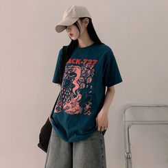 半袖Tシャツ オーバープリンティング半袖Tシャツ GREEN
