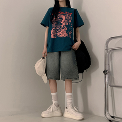 半袖Tシャツ オーバープリンティング半袖Tシャツ GREEN
