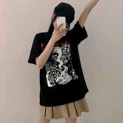 半袖Tシャツ オーバープリンティング半袖Tシャツ BLACK