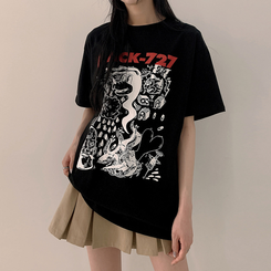 半袖Tシャツ オーバープリンティング半袖Tシャツ BLACK