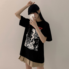 半袖Tシャツ オーバープリンティング半袖Tシャツ BLACK
