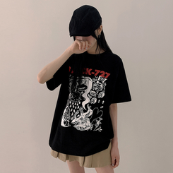 半袖Tシャツ オーバープリンティング半袖Tシャツ BLACK