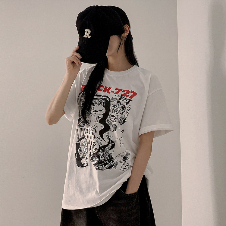 オーバープリンティング半袖Tシャツ WHITE