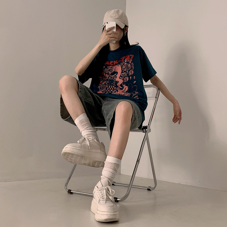 オーバープリンティング半袖Tシャツ GREEN