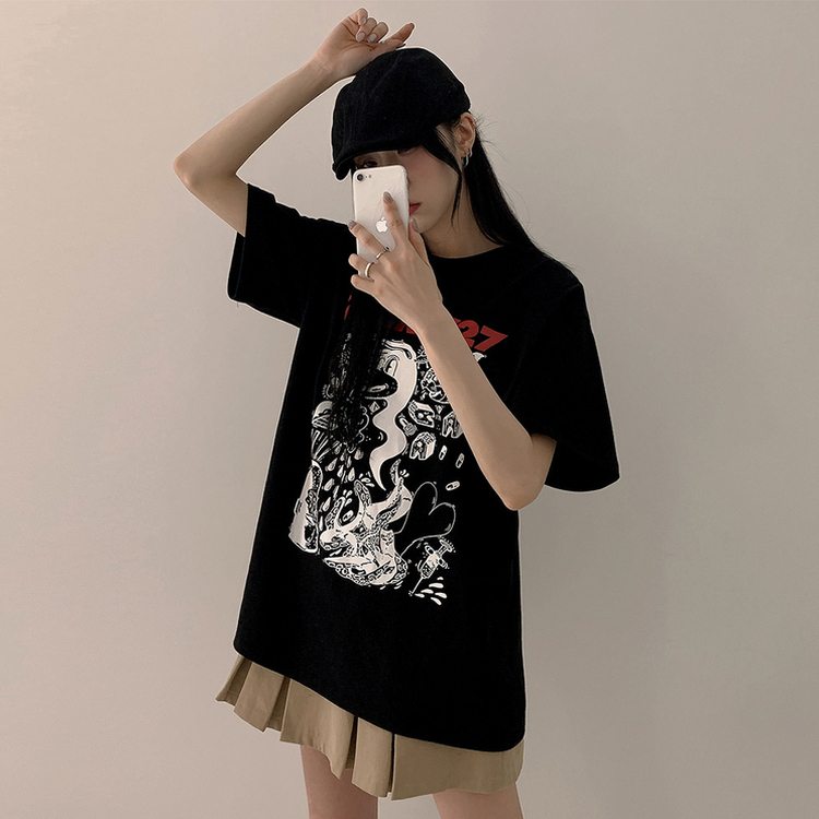 オーバープリンティング半袖Tシャツ BLACK