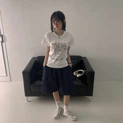 ルーズレタリング半袖Tシャツ WHITE