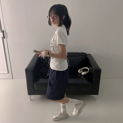 ルーズレタリング半袖Tシャツ WHITE