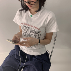ルーズレタリング半袖Tシャツ WHITE