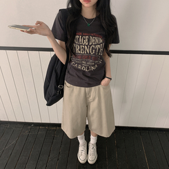 ルーズレタリング半袖Tシャツ CHARCOAL