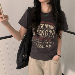 ルーズレタリング半袖Tシャツ CHARCOAL