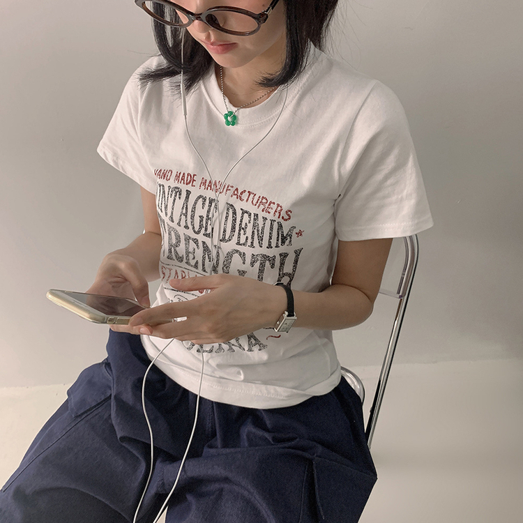 ルーズレタリング半袖Tシャツ WHITE