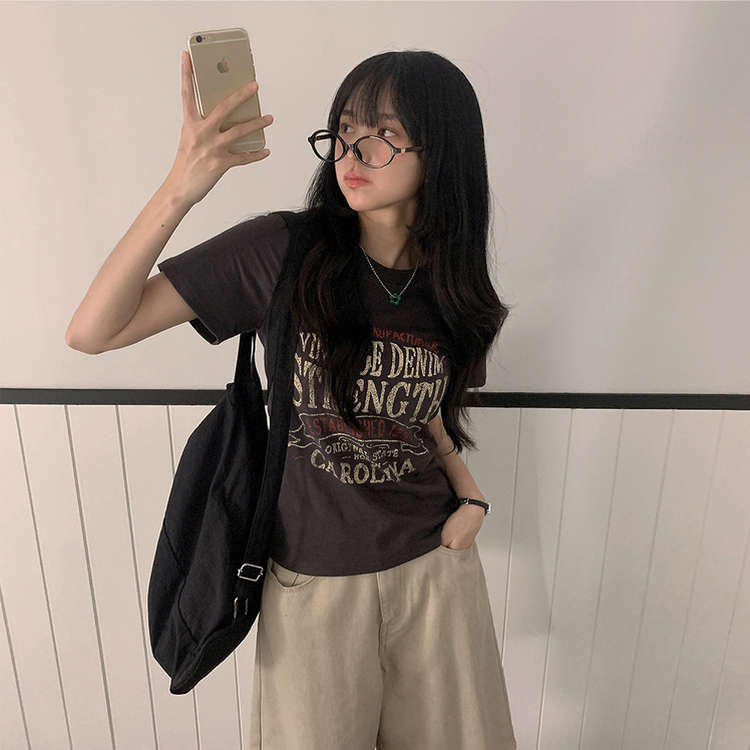 ルーズレタリング半袖Tシャツ CHARCOAL