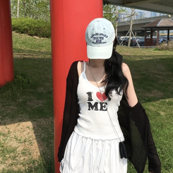 ノースリーブ アイラブミーパンチングキャミソール WHITE