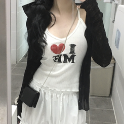 ノースリーブ アイラブミーパンチングキャミソール WHITE