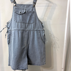 ショートパンツ デニムオーバーオールショートパンツ