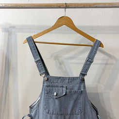 ショートパンツ デニムオーバーオールショートパンツ