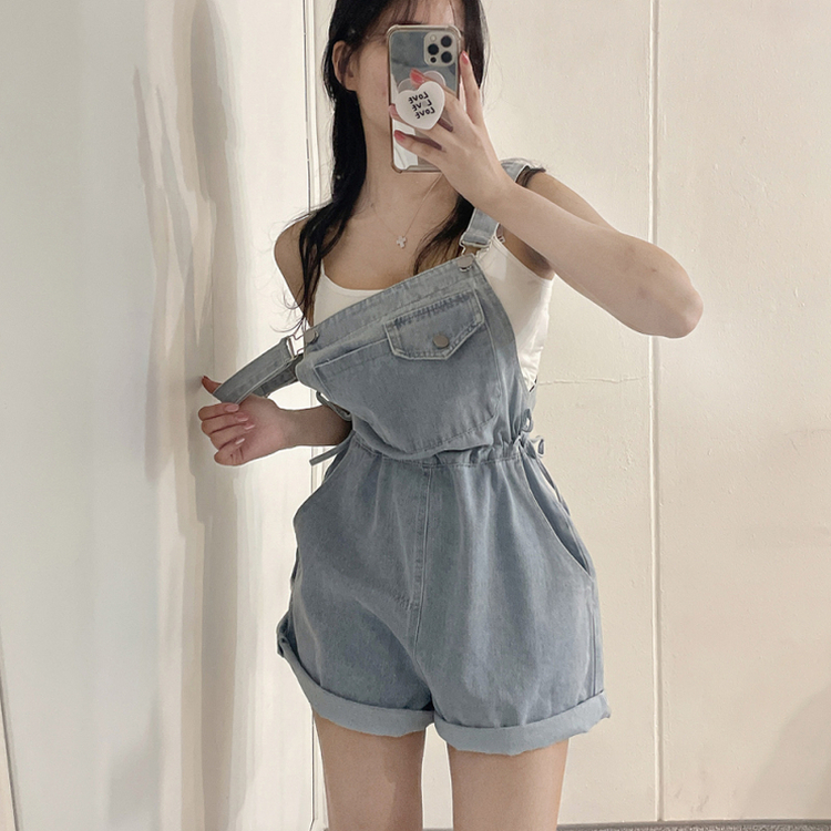 デニムオーバーオールショートパンツ LIGHT DENIM