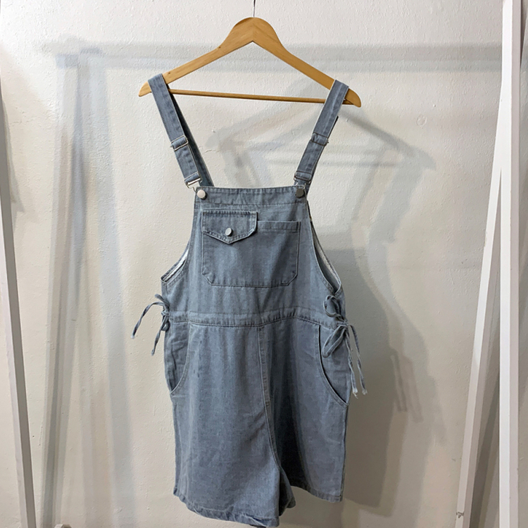 デニムオーバーオールショートパンツ
