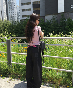 半袖Tシャツ シンプルベーシック半袖Tシャツ PINK