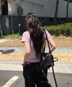 半袖Tシャツ シンプルベーシック半袖Tシャツ PINK