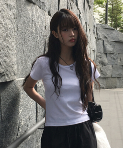 半袖Tシャツ シンプルベーシック半袖Tシャツ IVORY