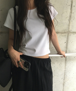 半袖Tシャツ シンプルベーシック半袖Tシャツ IVORY