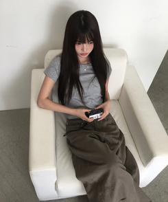 半袖Tシャツ シンプルベーシック半袖Tシャツ GREY