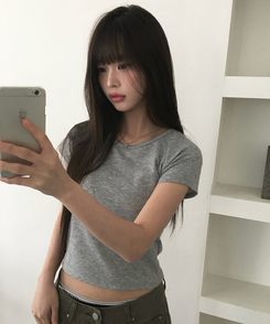 半袖Tシャツ シンプルベーシック半袖Tシャツ GREY