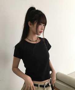 半袖Tシャツ シンプルベーシック半袖Tシャツ BLACK