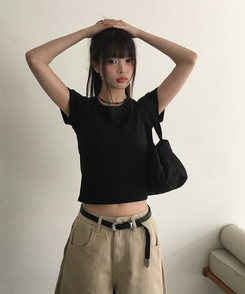 半袖Tシャツ シンプルベーシック半袖Tシャツ BLACK