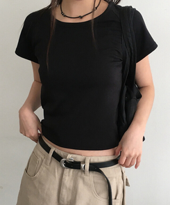 半袖Tシャツ シンプルベーシック半袖Tシャツ BLACK