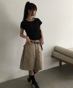半袖Tシャツ シンプルベーシック半袖Tシャツ BLACK