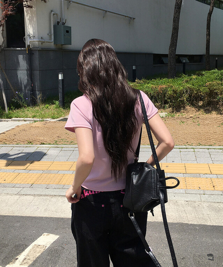 シンプルベーシック半袖Tシャツ PINK