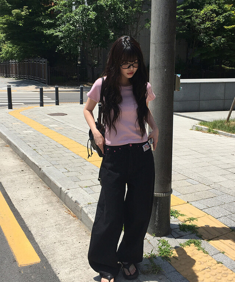 シンプルベーシック半袖Tシャツ PINK