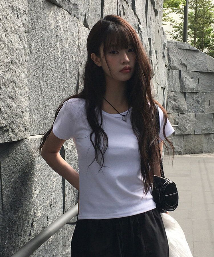 シンプルベーシック半袖Tシャツ IVORY