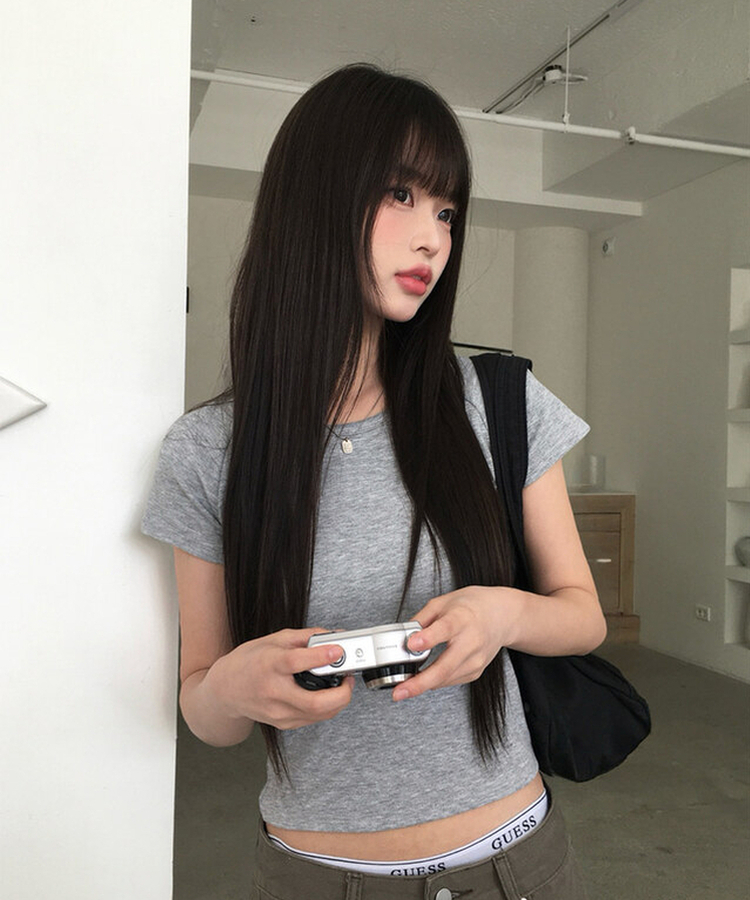 シンプルベーシック半袖Tシャツ GREY