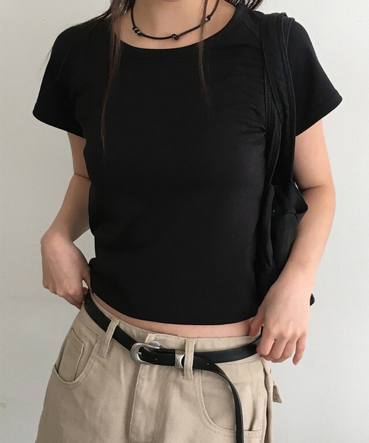 シンプルベーシック半袖Tシャツ BLACK