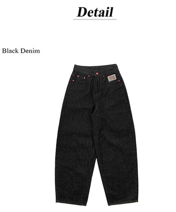 미론 핑크 레터링 생지 벌룬 와이드 팬츠