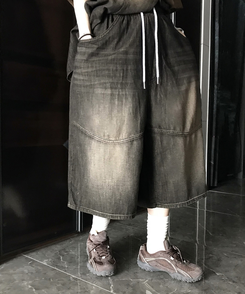 ショートパンツ ウォッシングバミューダパンツ BLACK DENIM