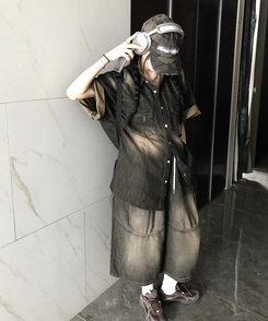 ショートパンツ ウォッシングバミューダパンツ BLACK DENIM