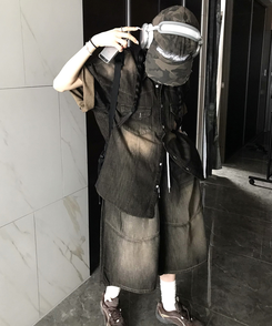 ショートパンツ ウォッシングバミューダパンツ BLACK DENIM
