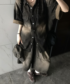 ショートパンツ ウォッシングバミューダパンツ BLACK DENIM